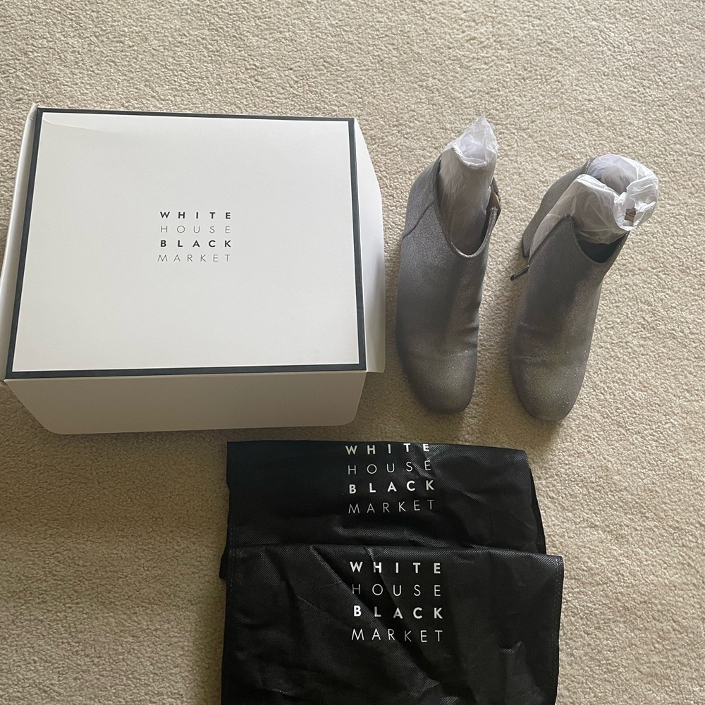 WHBM sparkly silver booties